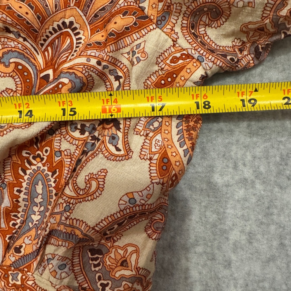 NEW TCEC Avara Coley Dress Paisley Puff Sleeve Mini Pom Pom Trim Womens L - Picture 7 of 13